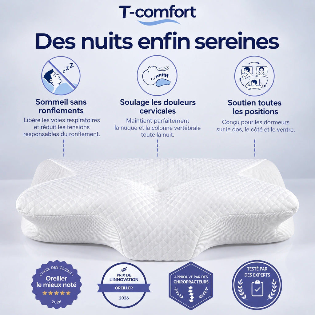 Oreiller Cervical Ergonomique T-Comfort™
