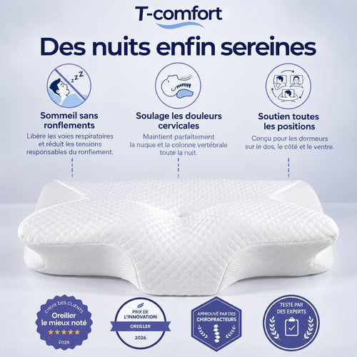 Oreiller Cervical Ergonomique T-Comfort™
